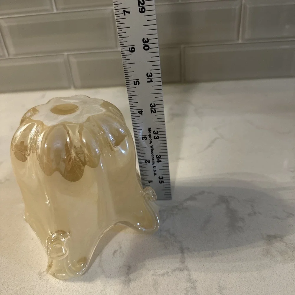 Antonio Tammara Italy Flower Art Glass Cream Beige Off White Vase Votive